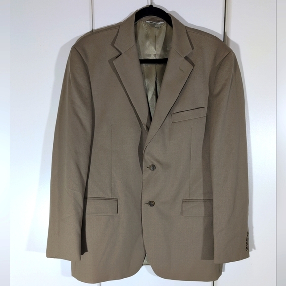 Joseph & Feiss Int'l Trio Men's 42R Beige 100% Wool Blazer Sports Coat Jacket - Picture 1 of 9